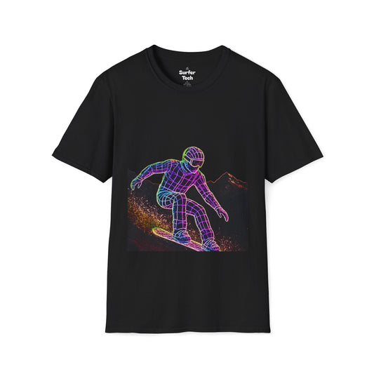 Retro Neon Snowboarder T-Shirt, Graphic Tee for Snowboarding Lovers Printify