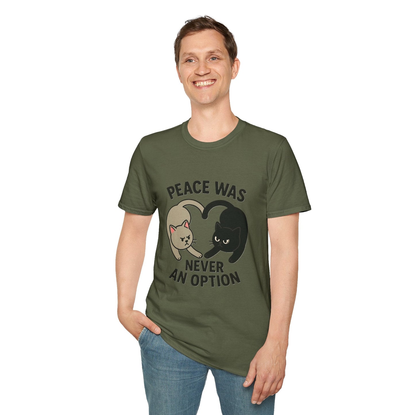 Cat Conflict T-Shirt, Funny Cat Tee, Pet Lover Gift, Unisex Humor Shirt, Cute Animal Apparel Printify