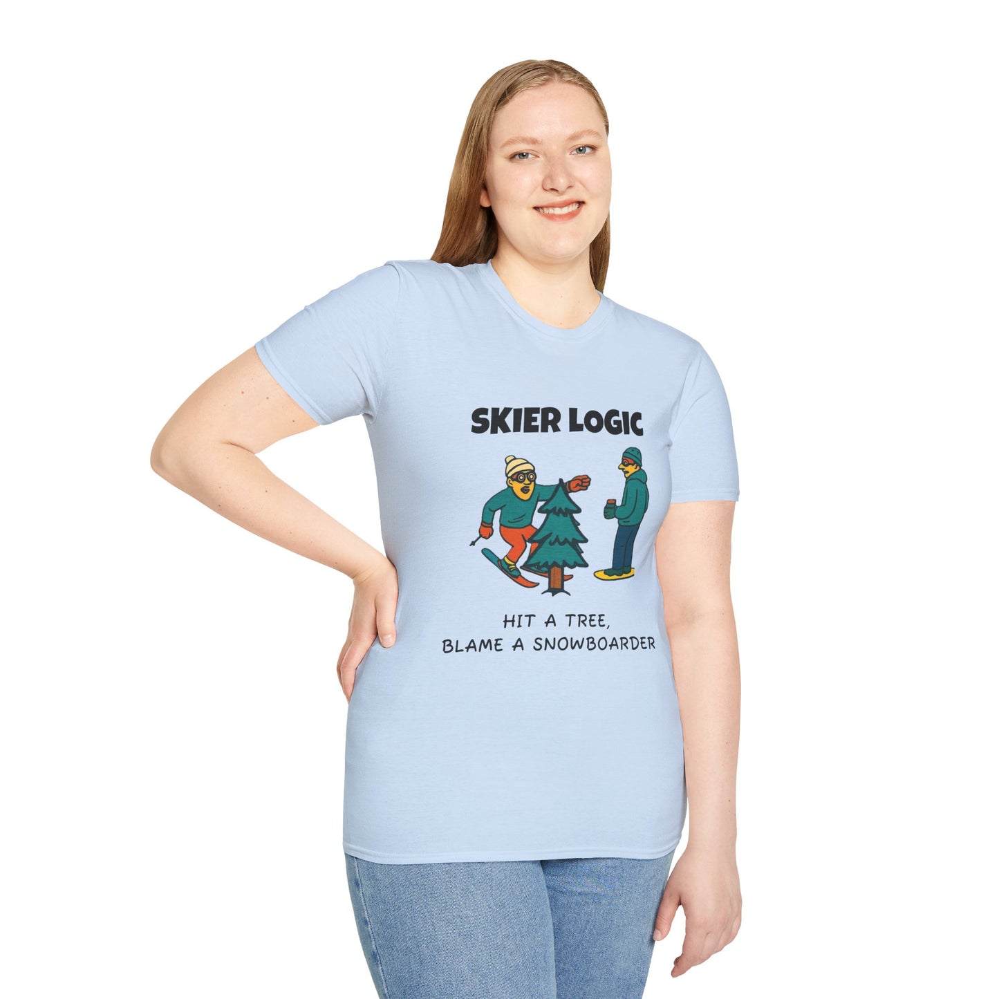 Funny Skier Logic T-Shirt, Humorous Christmas Gift, Skiing Apparel, Unisex Tee, Winter Sports Humor