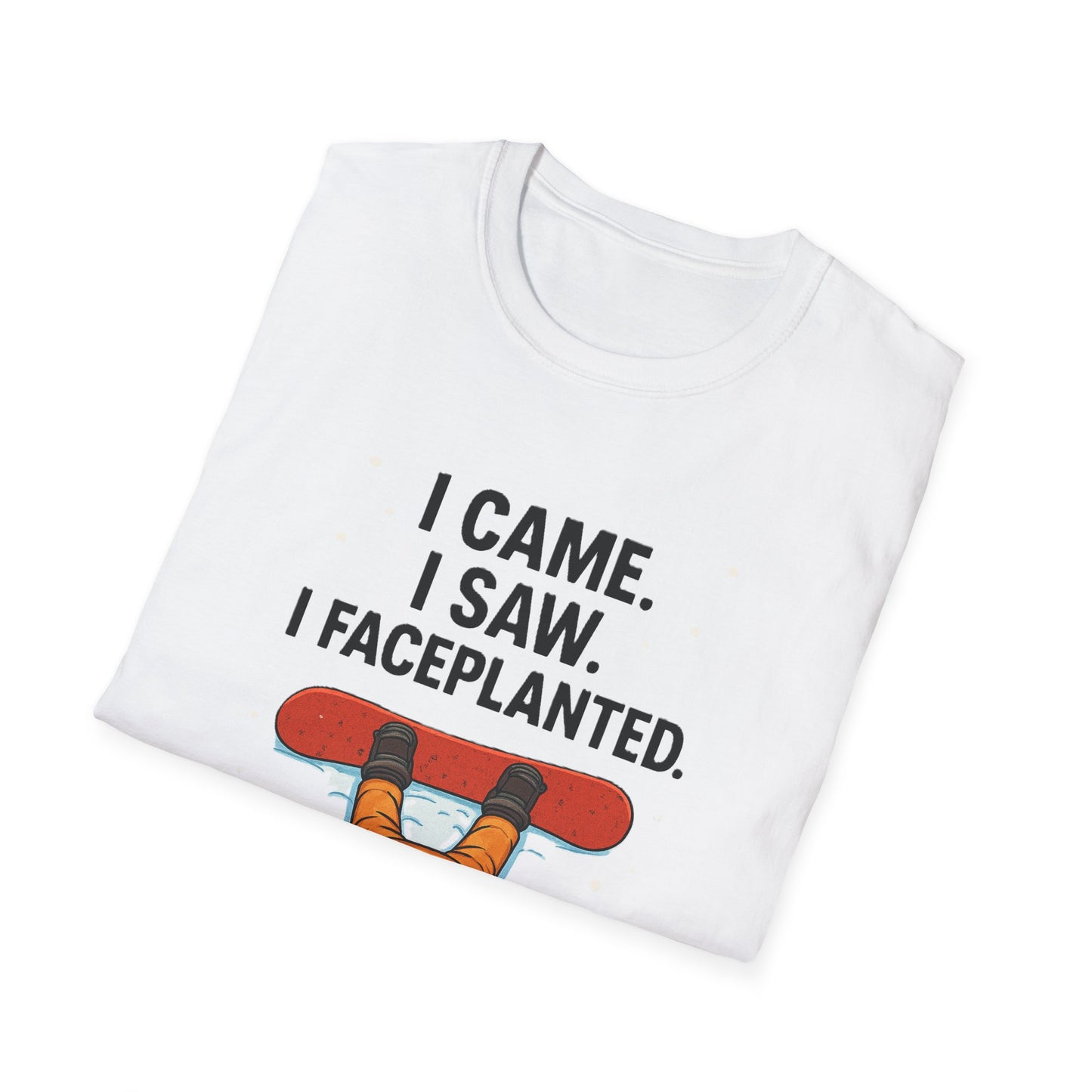 Face planted Snowboarder T-Shirt, Unisex Softstyle Tee, Casual Wear, Gift for snowboard Lovers, Humor Shirt, snowboarder humor