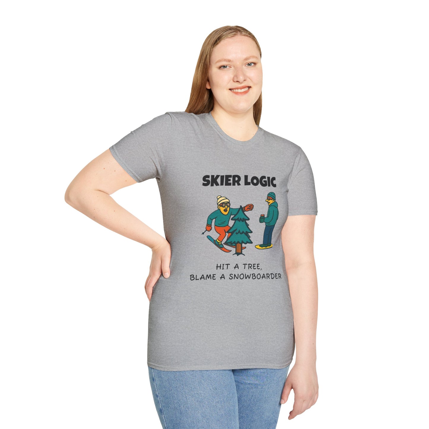 Funny Skier Logic T-Shirt, Humorous Christmas Gift, Skiing Apparel, Unisex Tee, Winter Sports Humor