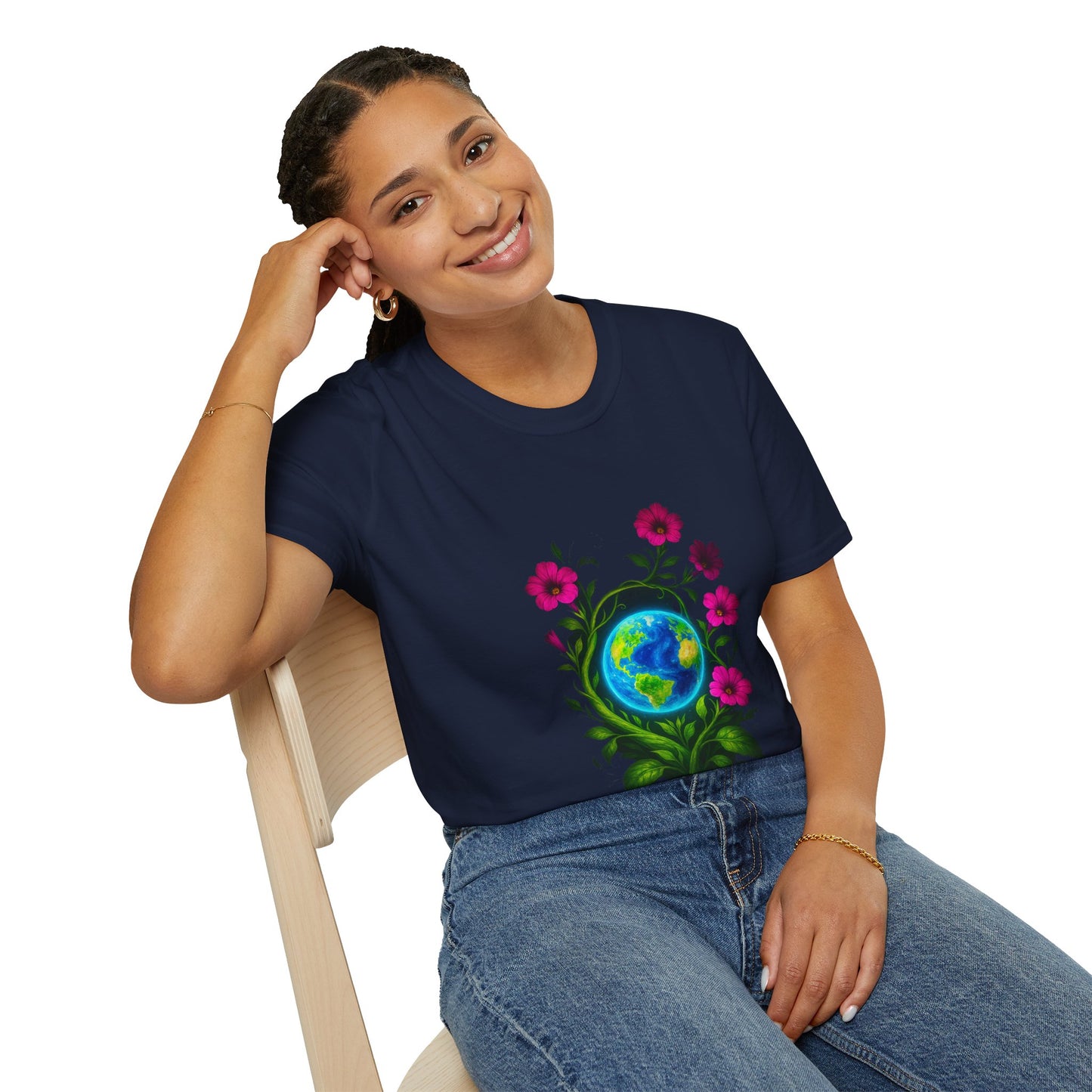 Floral Earth T-Shirt | Bohemian Style Tee, Unisex Gift, Nature Lover Apparel, Earth Day Celebration, Comfortable Everyday Wear