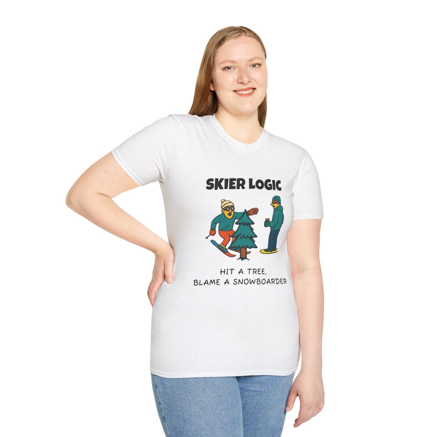 Funny Skier Logic T-Shirt, Humorous Christmas Gift, Skiing Apparel, Unisex Tee, Winter Sports Humor