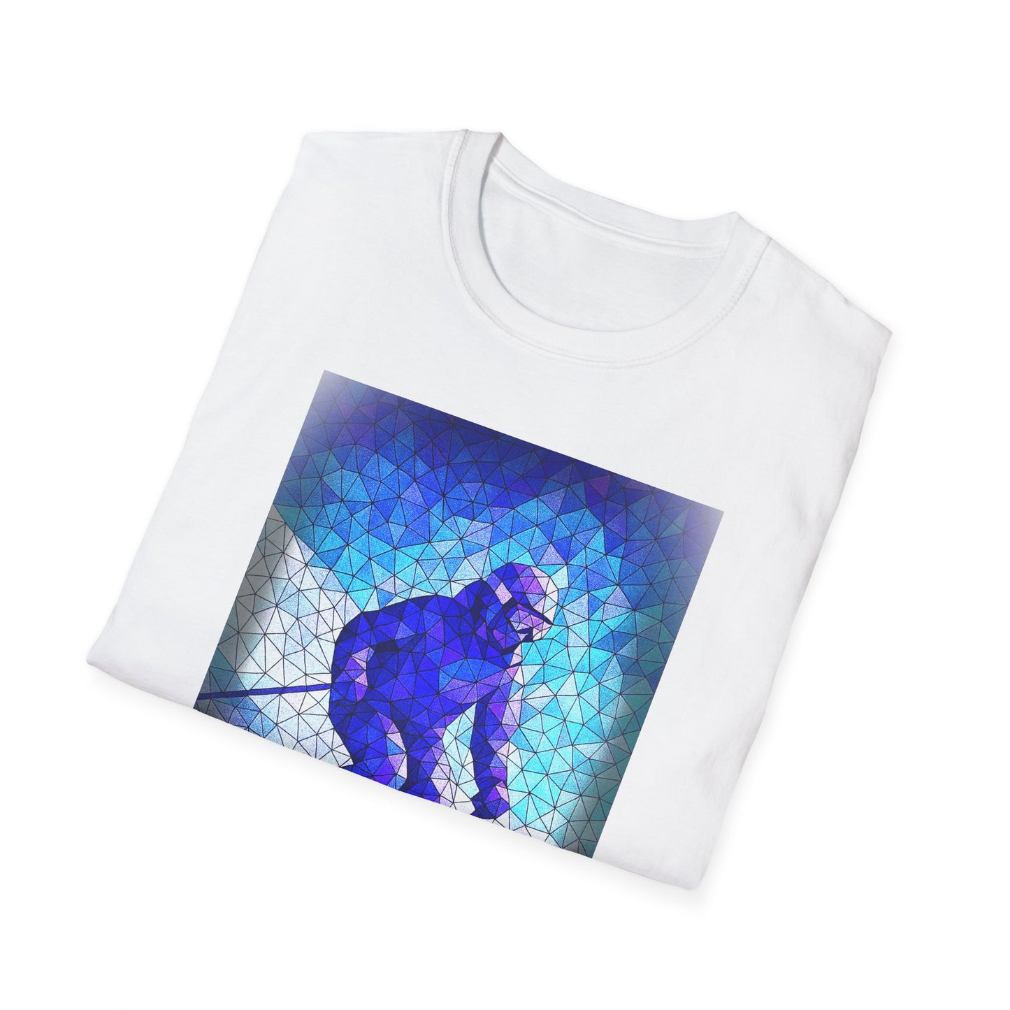 Cool Skiing T-Shirt, Mosaic Print Unisex Softstyle Tee, Winter Sports Shirt, Alpine Adventure Apparel, Perfect Gift for Ski Lovers Printify