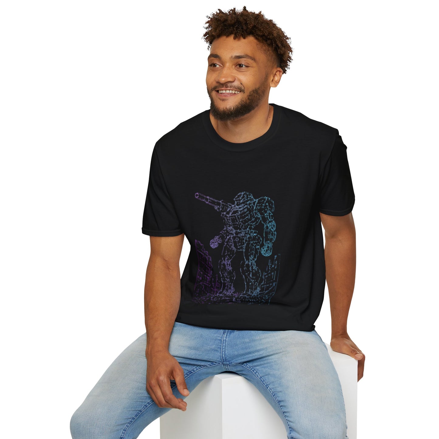 Mech Warrior Unisex Softstyle T-Shirt, Gaming Tee, Sci-Fi Shirt, Geek Wear, Casual Summer Top Printify