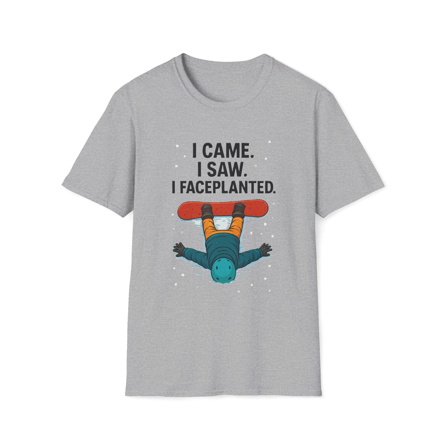 Face planted Snowboarder T-Shirt, Unisex Softstyle Tee, Casual Wear, Gift for snowboard Lovers, Humor Shirt, snowboarder humor