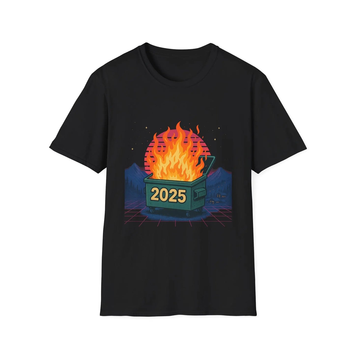 2025 Dumpster Fire Graphic T-Shirt, Funny Unisex Tee, Casual Wear, Gift for Friends, Trendy Humor Apparel, Birthday or Holiday Gift Printify