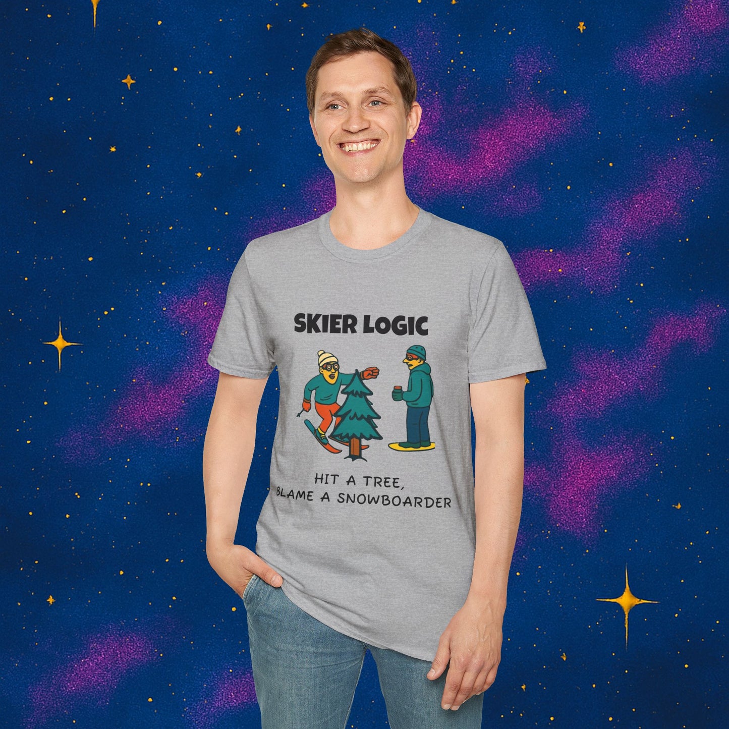 Funny Skier Logic T-Shirt, Humorous Christmas Gift, Skiing Apparel, Unisex Tee, Winter Sports Humor