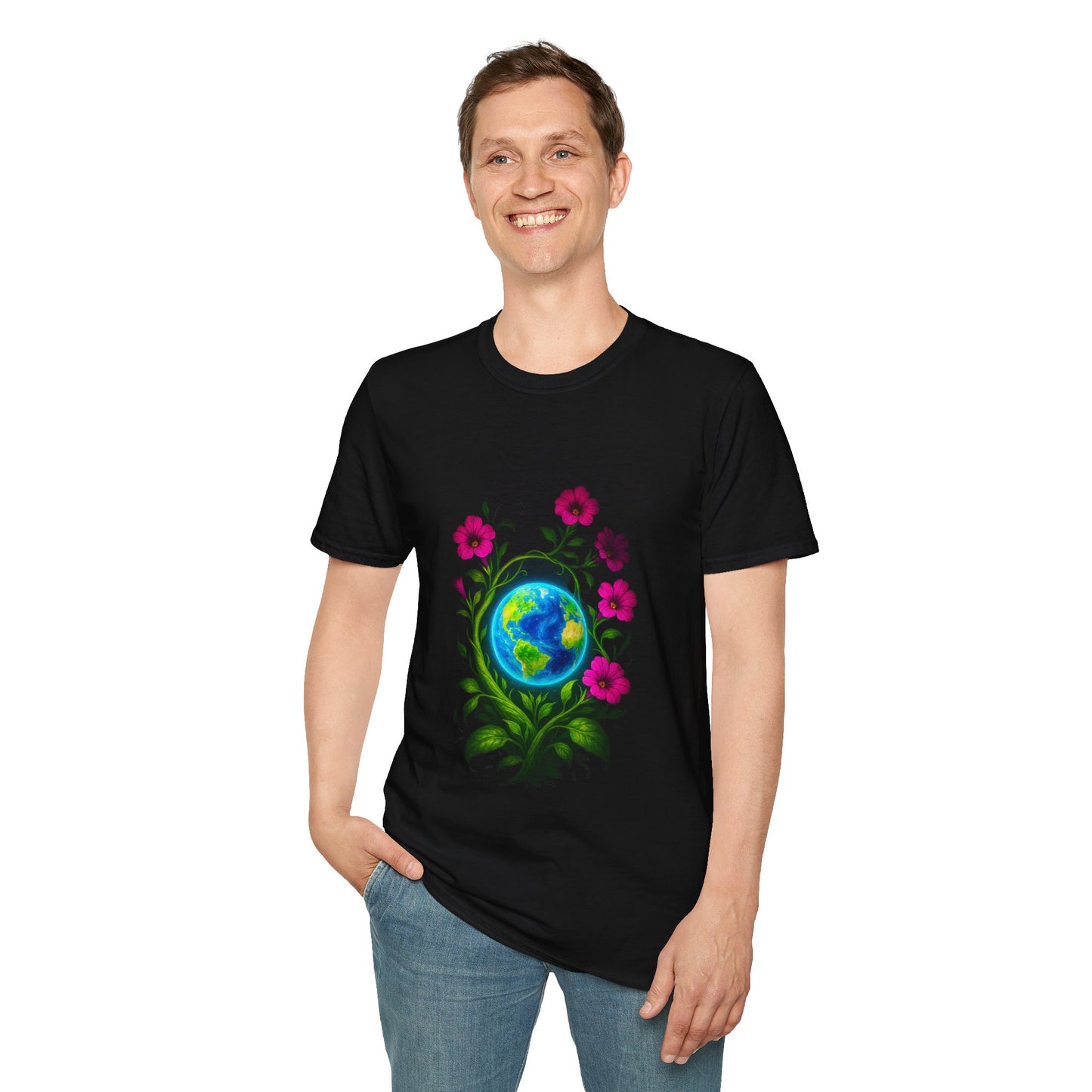 Floral Earth T-Shirt | Bohemian Style Tee, Unisex Gift, Nature Lover Apparel, Earth Day Celebration, Comfortable Everyday Wear