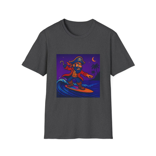 Surfing Pirate Unisex T-Shirt, Beachwear, Gift for Surfers, Summer Apparel, Fun Graphic Tee, Casual Wear Printify