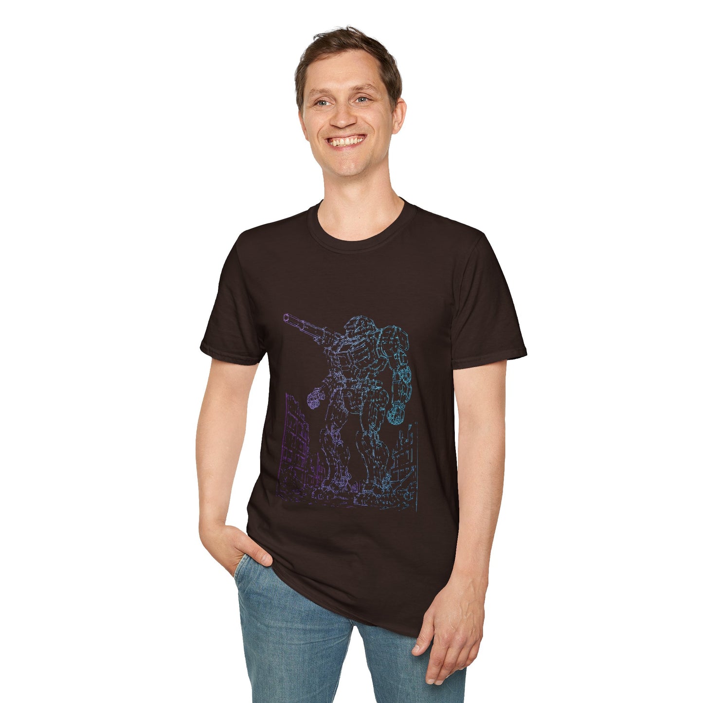 Mech Warrior Unisex Softstyle T-Shirt, Gaming Tee, Sci-Fi Shirt, Geek Wear, Casual Summer Top Printify