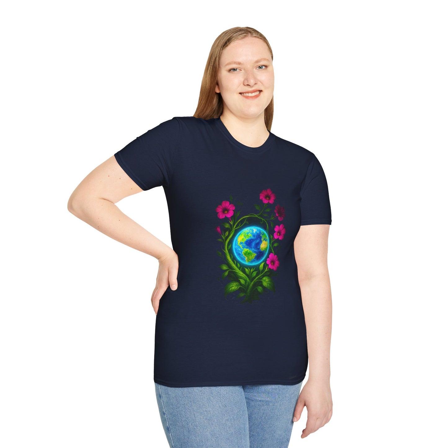 Floral Earth T-Shirt | Bohemian Style Tee, Unisex Gift, Nature Lover Apparel, Earth Day Celebration, Comfortable Everyday Wear