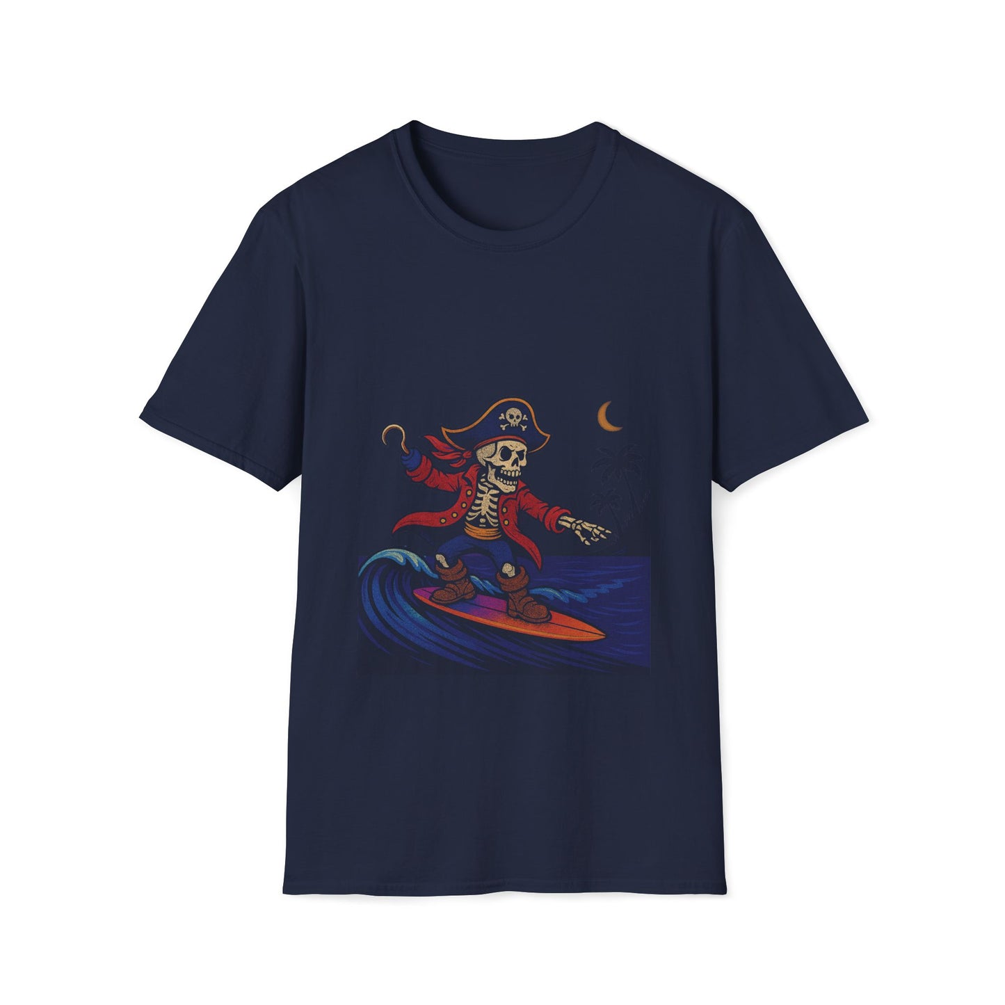 Surfing Pirate T-Shirt, Cool Summer Tee, Unisex Beachwear, Halloween Costume Shirt, Surfing Lover Gift
