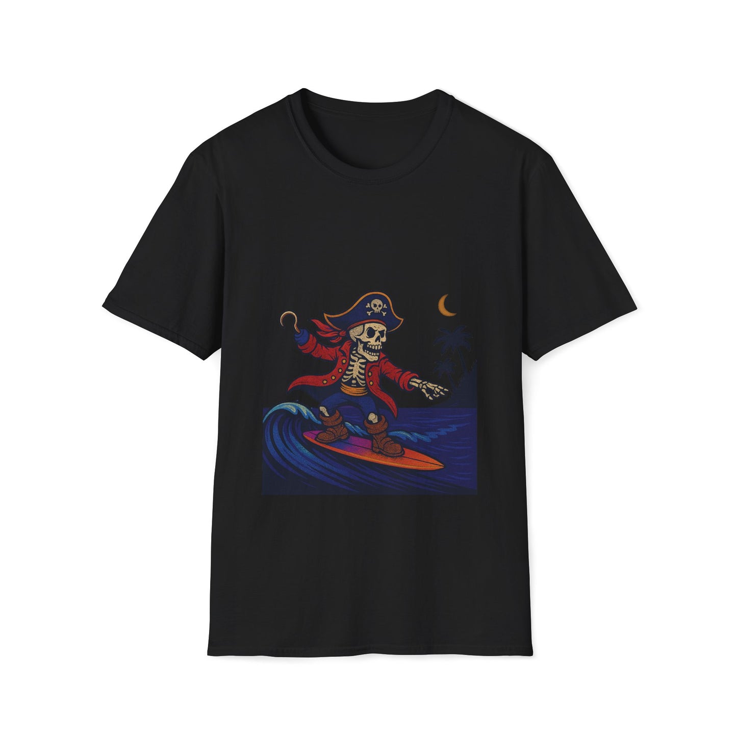 Surfing Pirate T-Shirt, Cool Summer Tee, Unisex Beachwear, Halloween Costume Shirt, Surfing Lover Gift Printify