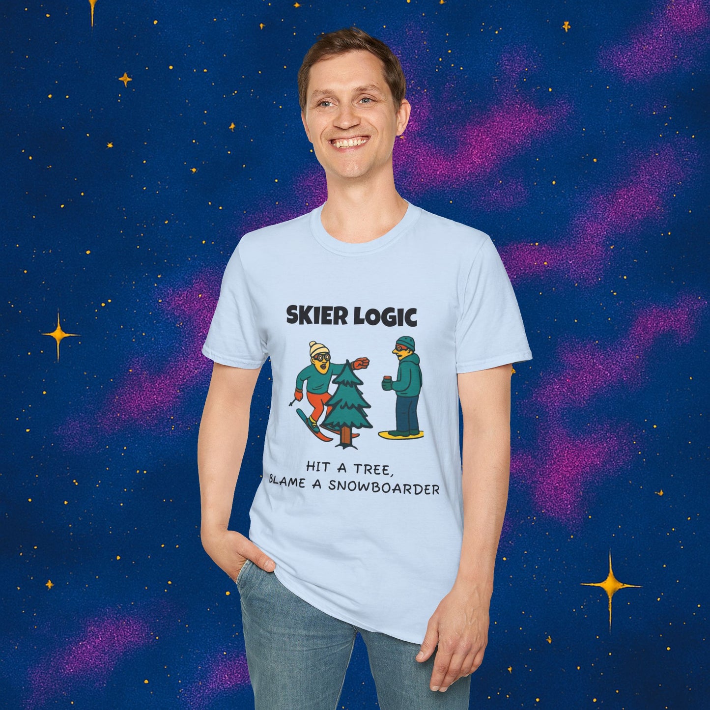 Funny Skier Logic T-Shirt, Humorous Christmas Gift, Skiing Apparel, Unisex Tee, Winter Sports Humor