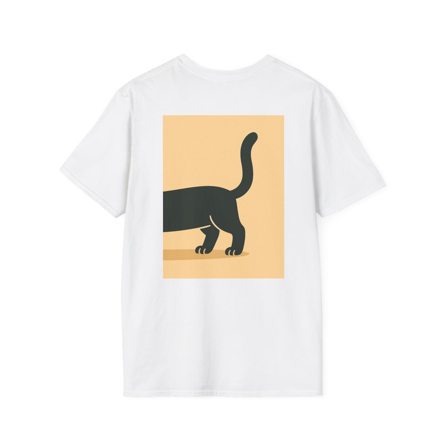 Whimsical Front-Back Cat Design T-Shirt | Unisex Softstyle Tee, Funny Cat Shirt, Pet Lover Gift, Cute Cat Apparel, Animal Graphic Tee