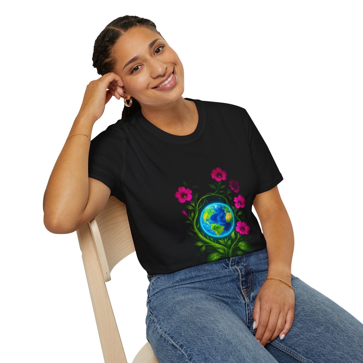 Floral Earth T-Shirt | Bohemian Style Tee, Unisex Gift, Nature Lover Apparel, Earth Day Celebration, Comfortable Everyday Wear