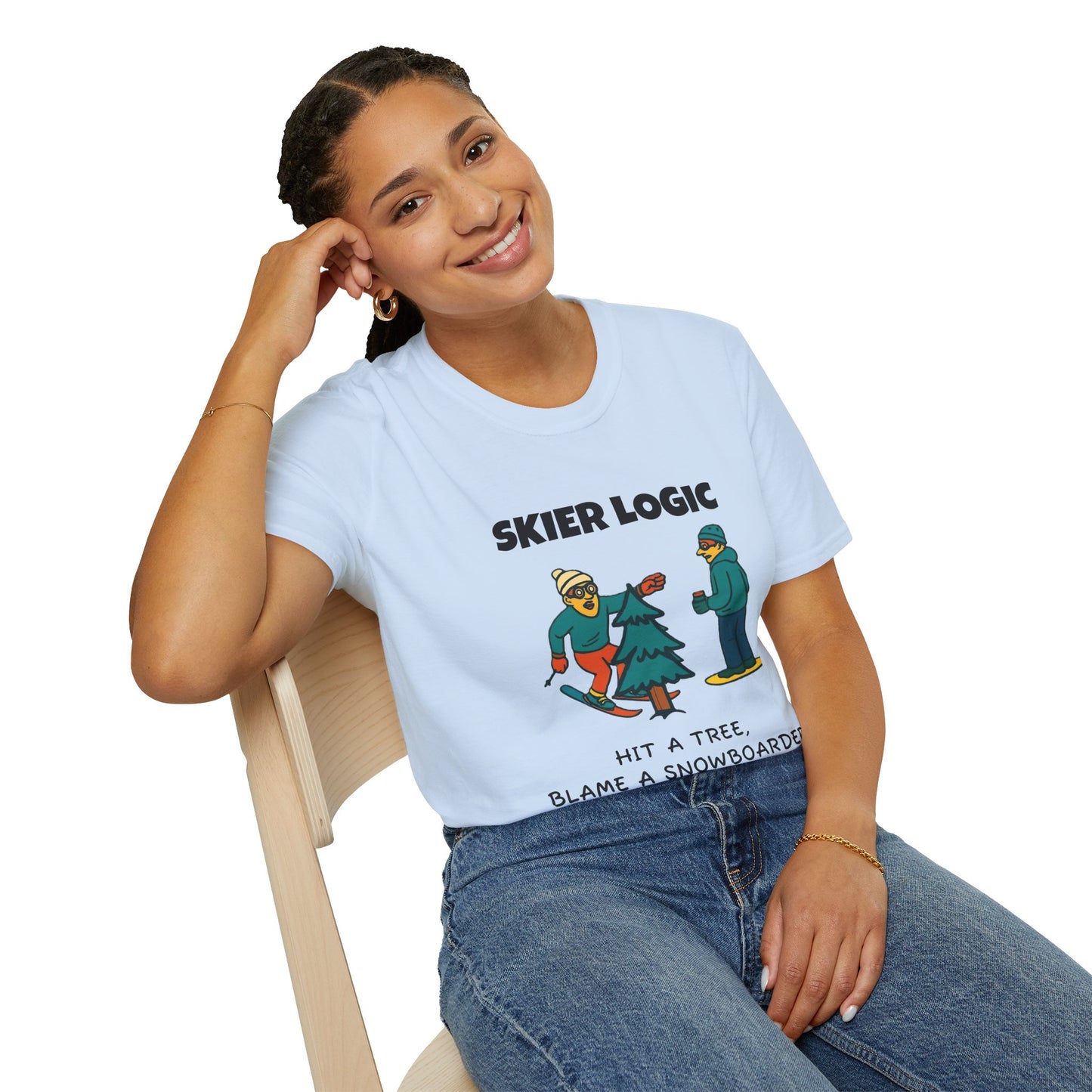 Funny Skier Logic T-Shirt, Humorous Christmas Gift, Skiing Apparel, Unisex Tee, Winter Sports Humor