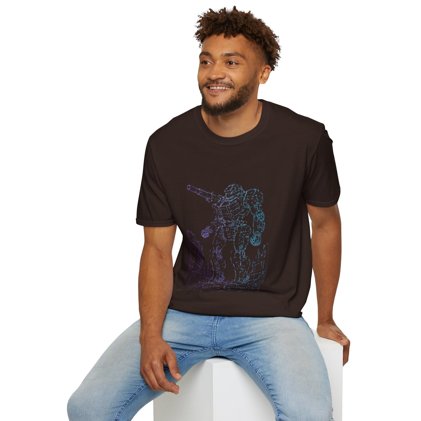 Mech Warrior Unisex Softstyle T-Shirt, Gaming Tee, Sci-Fi Shirt, Geek Wear, Casual Summer Top Printify