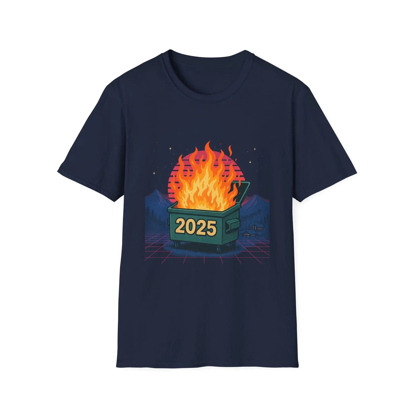2025 Dumpster Fire Graphic T-Shirt, Funny Unisex Tee, Casual Wear, Gift for Friends, Trendy Humor Apparel, Birthday or Holiday Gift Printify