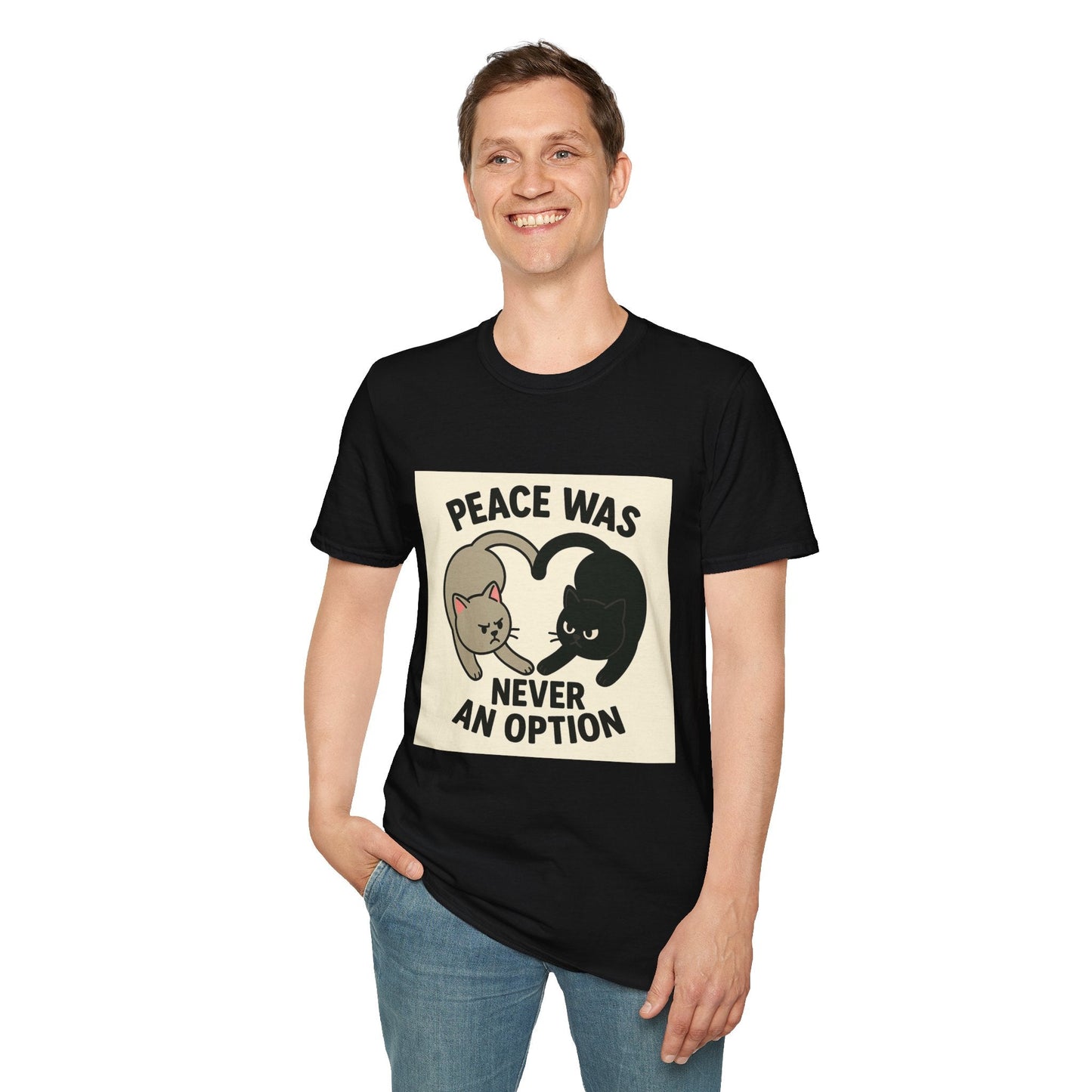 Cat Conflict T-Shirt, Funny Cat Tee, Pet Lover Gift, Unisex Humor Shirt, Cute Animal Apparel Printify