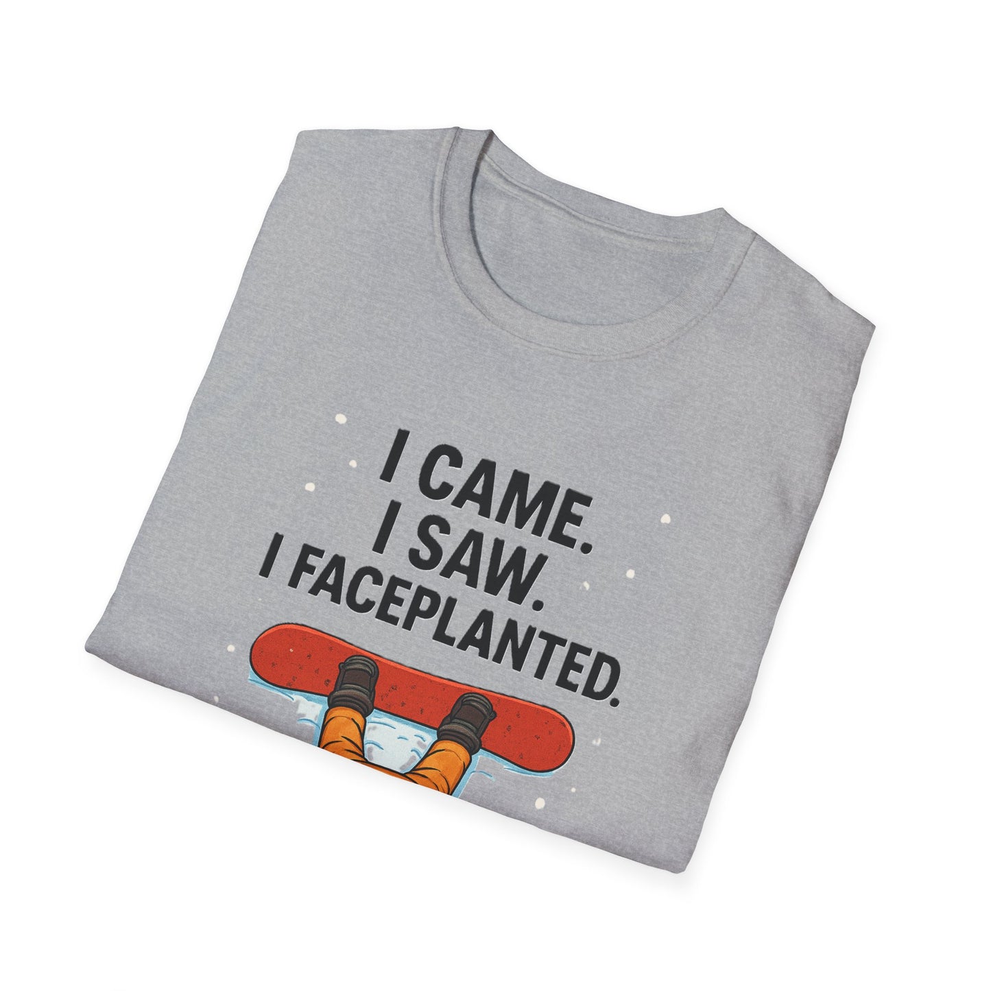 Face planted Snowboarder T-Shirt, Unisex Softstyle Tee, Casual Wear, Gift for snowboard Lovers, Humor Shirt, snowboarder humor