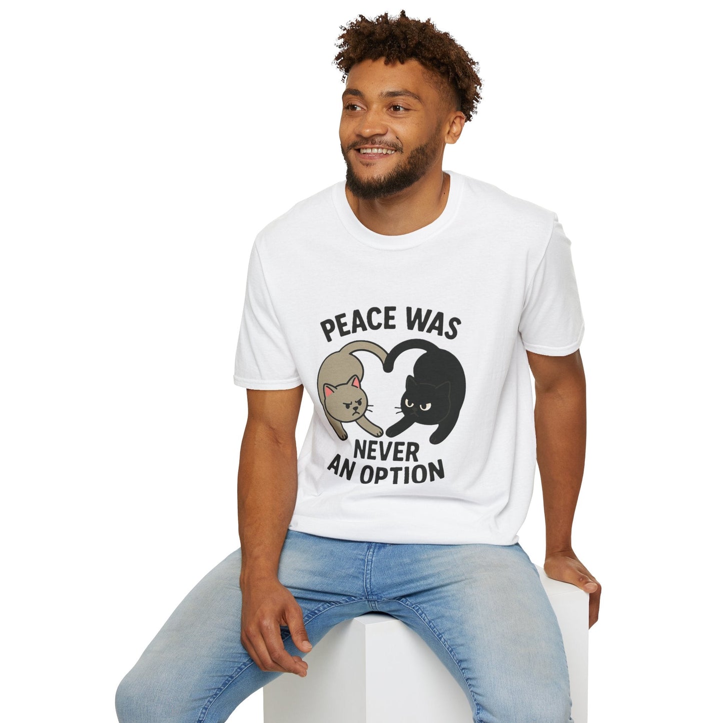 Cat Conflict T-Shirt, Funny Cat Tee, Pet Lover Gift, Unisex Humor Shirt, Cute Animal Apparel Printify