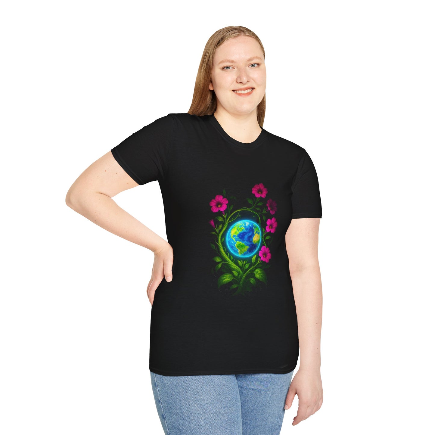 Floral Earth T-Shirt | Bohemian Style Tee, Unisex Gift, Nature Lover Apparel, Earth Day Celebration, Comfortable Everyday Wear