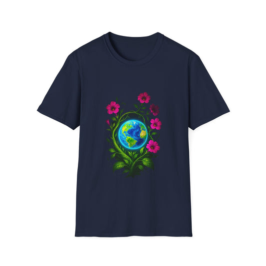 Floral Earth T-Shirt | Bohemian Style Tee, Unisex Gift, Nature Lover Apparel, Earth Day Celebration, Comfortable Everyday Wear