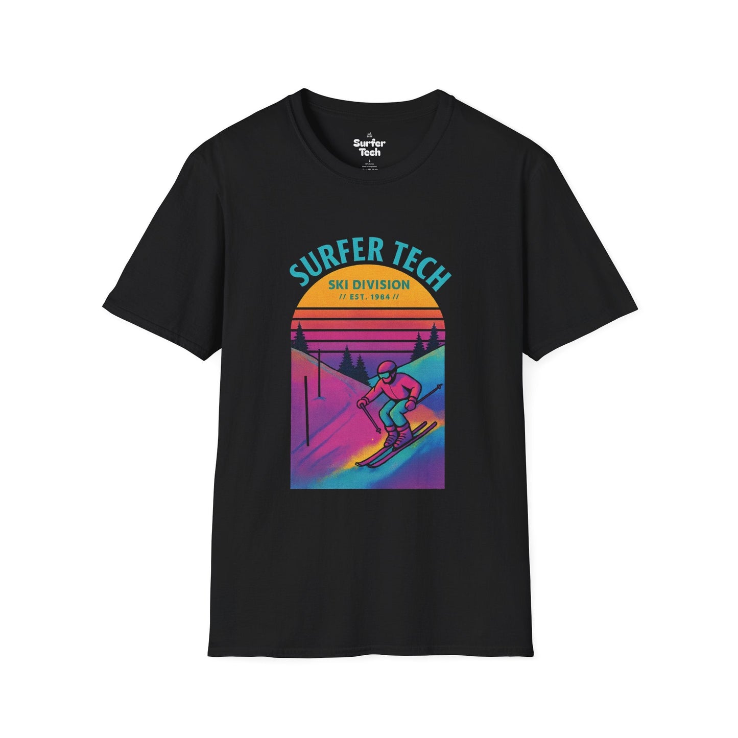 Retro 80s Ski Slope Vaporwave Softstyle T-Shirt Printify
