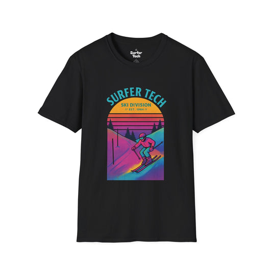 Retro 80s Ski Slope Vaporwave Softstyle T-Shirt Printify