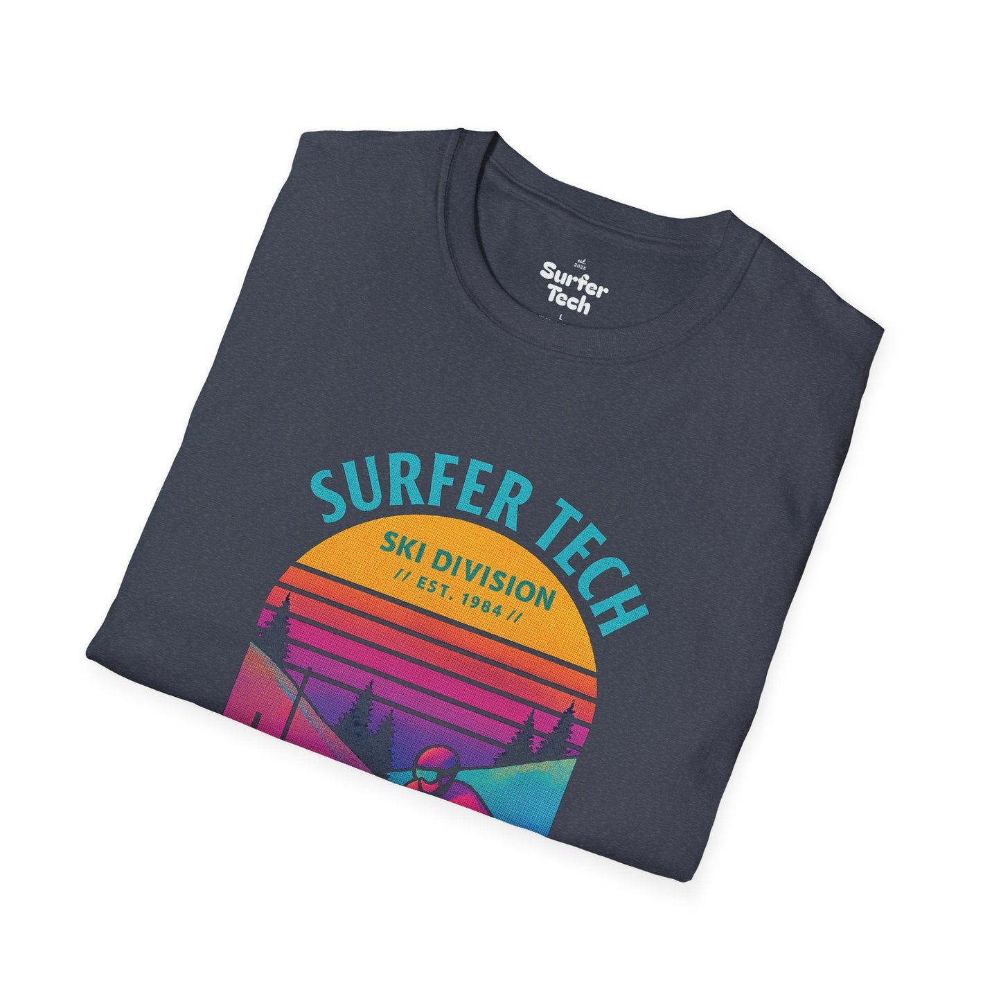 Retro 80s Ski Slope Vaporwave Softstyle T-Shirt Printify