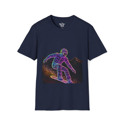 Retro Neon Snowboarder T-Shirt, Graphic Tee for Snowboarding Lovers