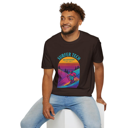 Retro 80s Ski Slope Vaporwave Softstyle T-Shirt Printify