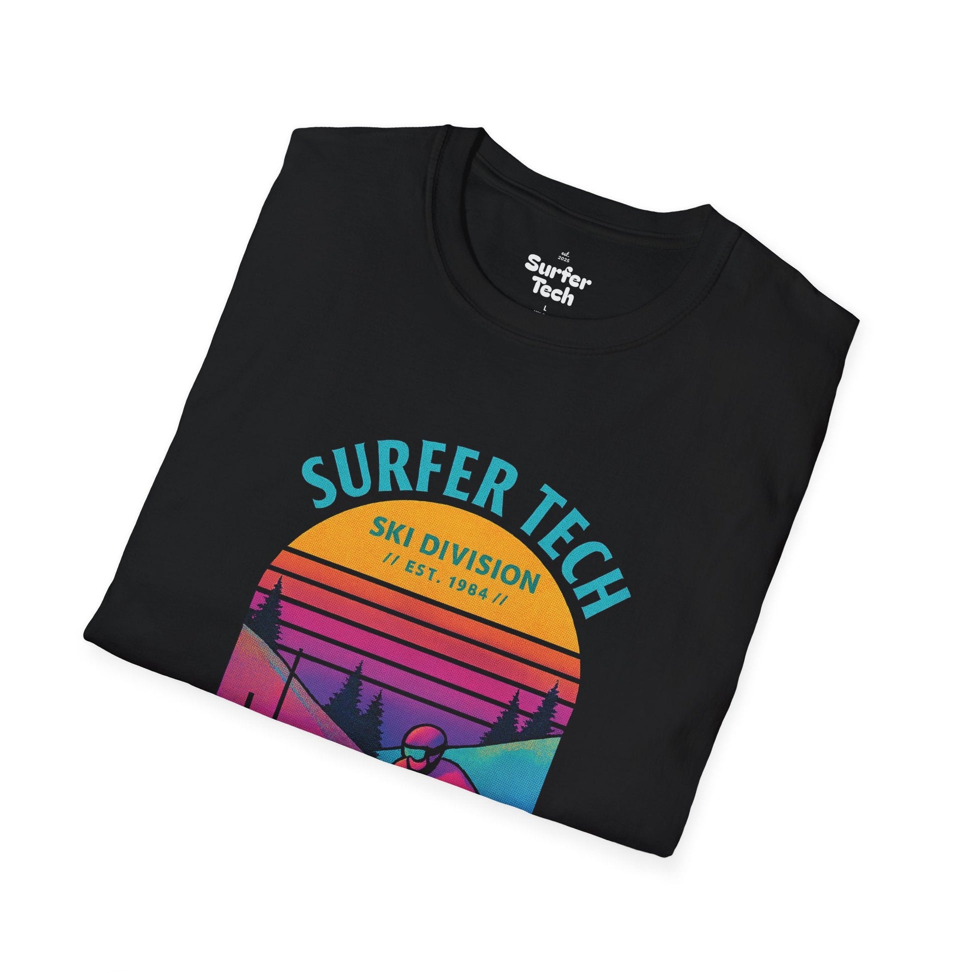 Retro 80s Ski Slope Vaporwave Softstyle T-Shirt Printify