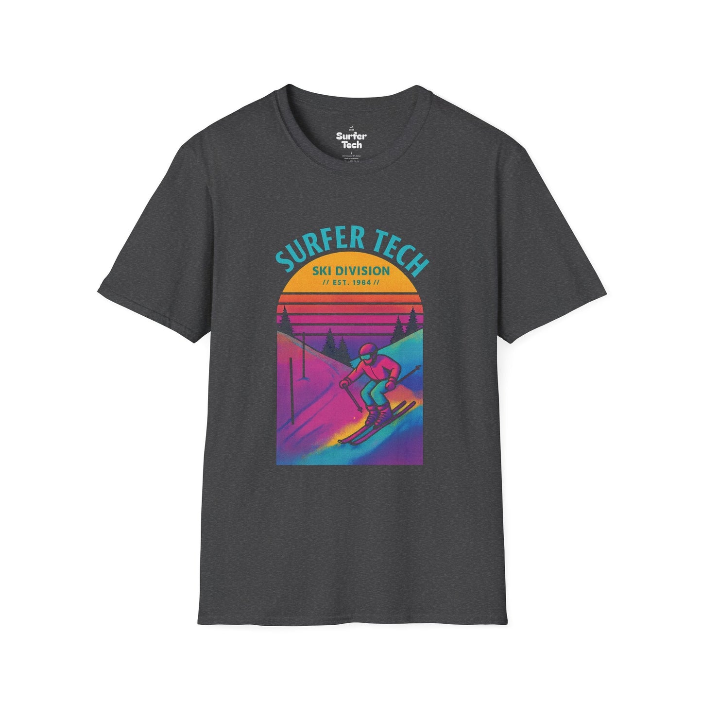 Retro 80s Ski Slope Vaporwave Softstyle T-Shirt Printify