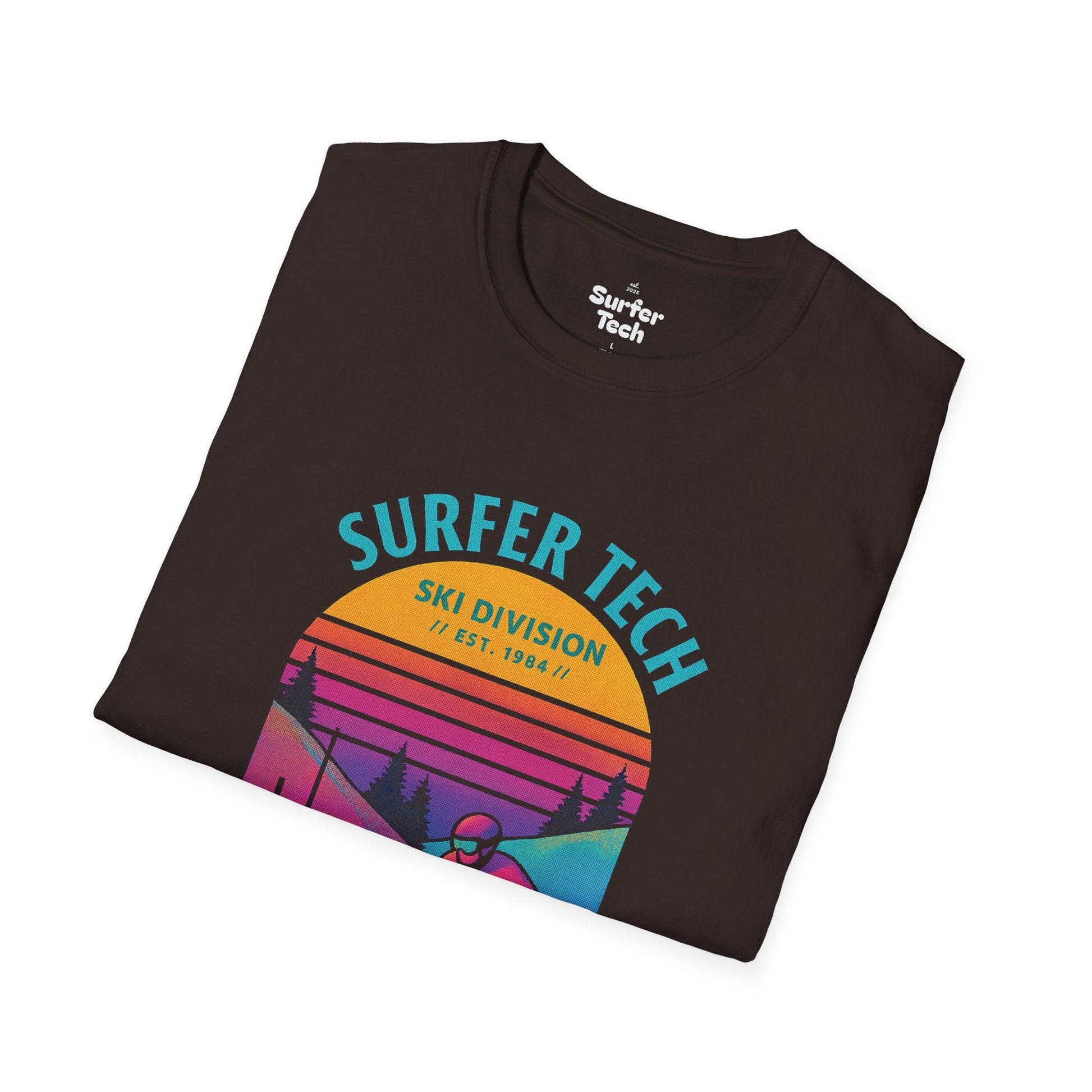 Retro 80s Ski Slope Vaporwave Softstyle T-Shirt Printify