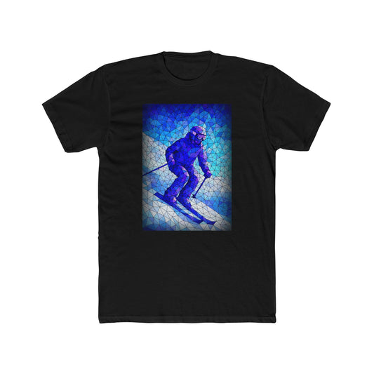 Skiing Adventure Mosaic Print Tee - Unisex Cotton Crew, Ski Lover, Winter Sports Apparel, Cozy Casual Wear, Outdoorsy Vibes Printify
