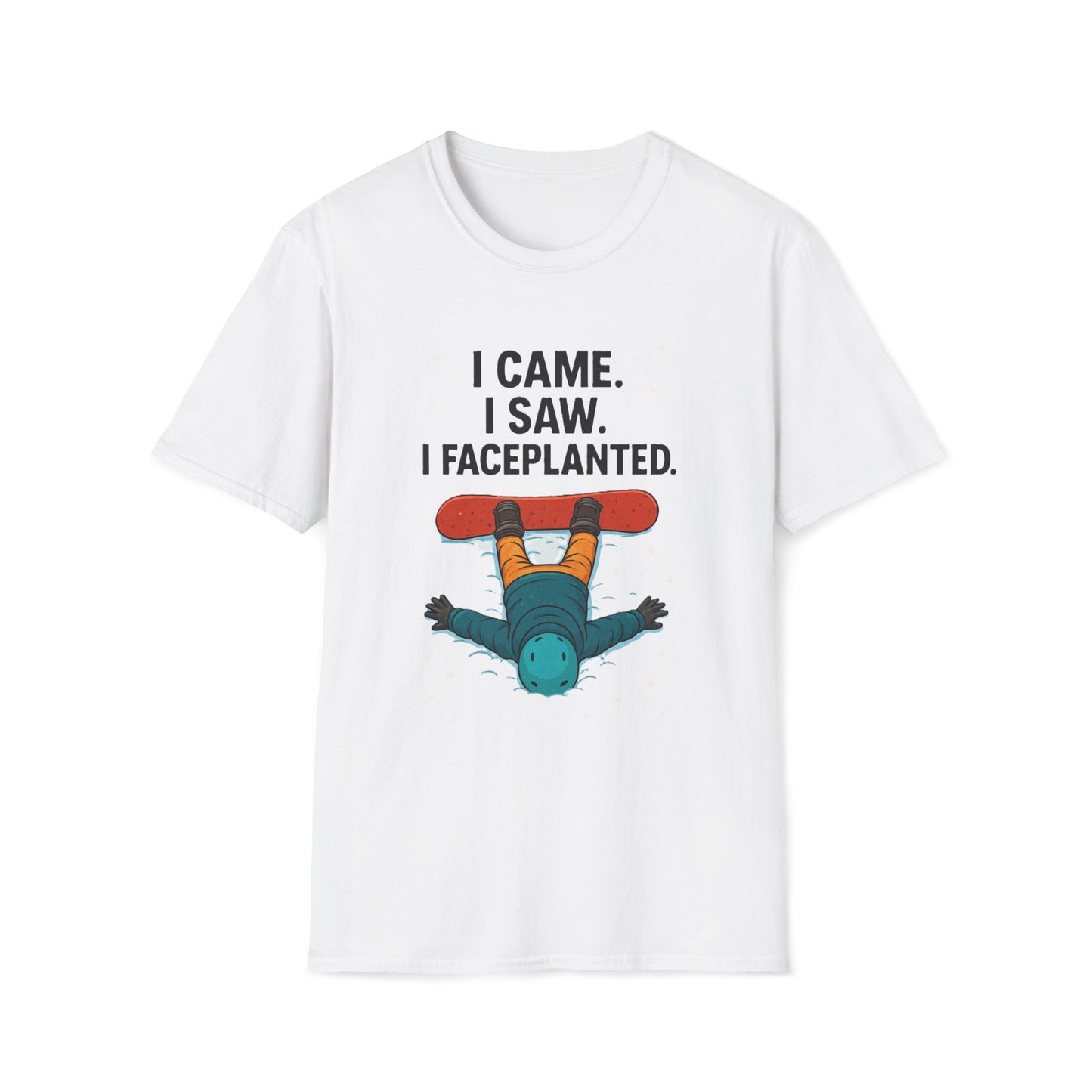 Face planted Snowboarder T-Shirt, Unisex Softstyle Tee, Casual Wear, Gift for snowboard Lovers, Humor Shirt, snowboarder humor Printify