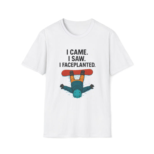 Face planted Snowboarder T-Shirt, Unisex Softstyle Tee, Casual Wear, Gift for snowboard Lovers, Humor Shirt, snowboarder humor Printify
