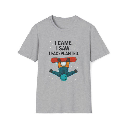 Face planted Snowboarder T-Shirt, Unisex Softstyle Tee, Casual Wear, Gift for snowboard Lovers, Humor Shirt, snowboarder humor
