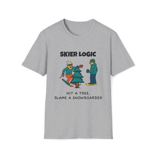 Funny Skier Logic T-Shirt, Humorous Christmas Gift, Skiing Apparel, Unisex Tee, Winter Sports Humor