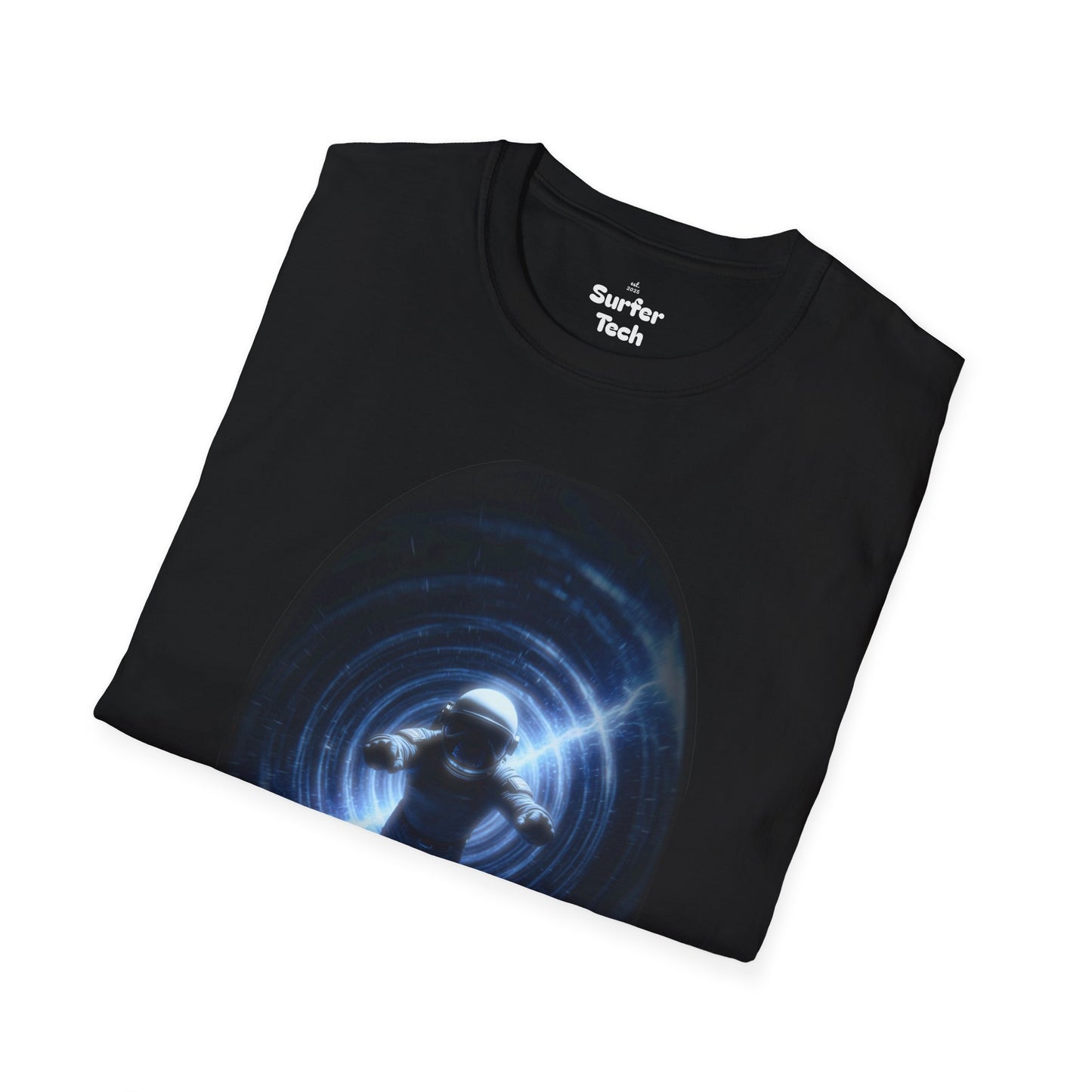 Cosmic Wormhole Surfer: Neon Vortex Graphic Tee