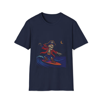 Surfing Pirate T-Shirt, Cool Summer Tee, Unisex Beachwear, Halloween Costume Shirt, Surfing Lover Gift