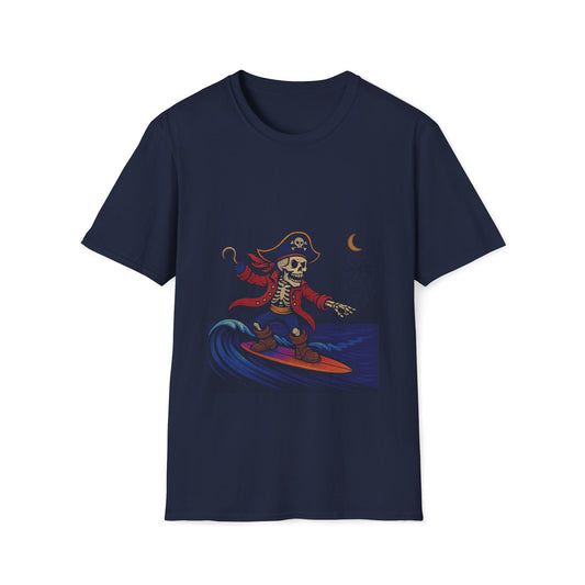 Surfing Pirate T-Shirt, Cool Summer Tee, Unisex Beachwear, Halloween Costume Shirt, Surfing Lover Gift