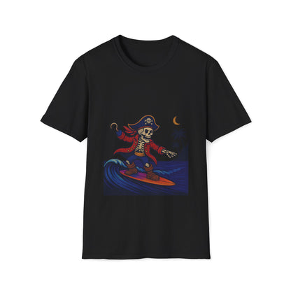 Surfing Pirate T-Shirt, Cool Summer Tee, Unisex Beachwear, Halloween Costume Shirt, Surfing Lover Gift Printify