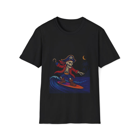 Surfing Pirate T-Shirt, Cool Summer Tee, Unisex Beachwear, Halloween Costume Shirt, Surfing Lover Gift Printify