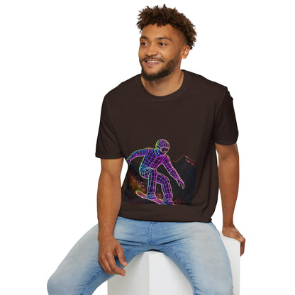 Retro Neon Snowboarder T-Shirt, Graphic Tee for Snowboarding Lovers Printify