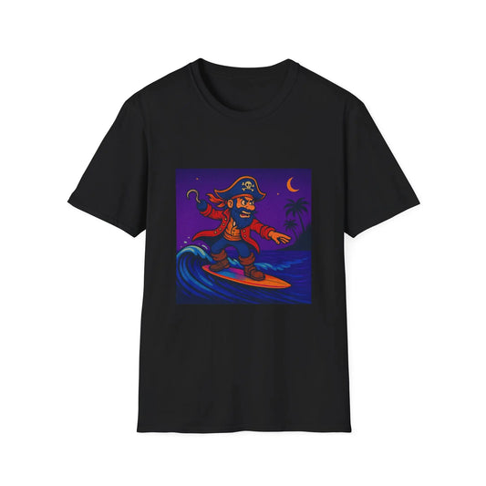 Surfing Pirate Unisex T-Shirt, Beachwear, Gift for Surfers, Summer Apparel, Fun Graphic Tee, Casual Wear Printify