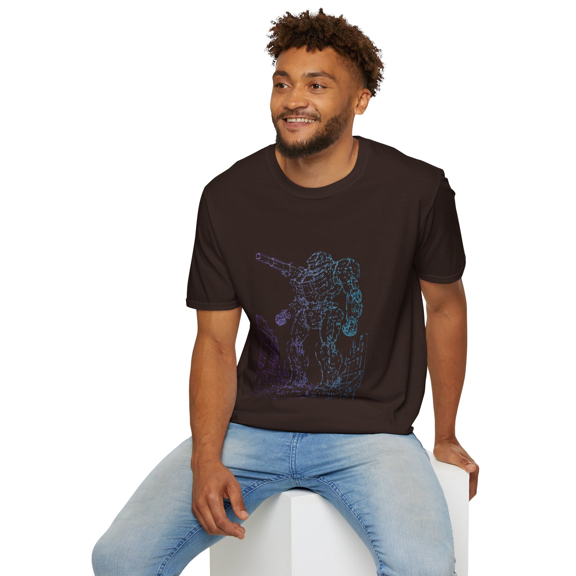 Mech Warrior Unisex Softstyle T-Shirt, Gaming Tee, Sci-Fi Shirt, Geek Wear, Casual Summer Top Printify